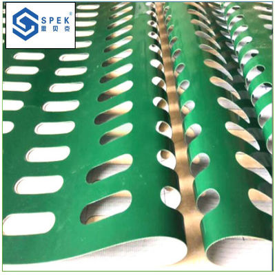 Nastro trasportatore punchiing su ordinazione verde blu bianco dell'unità di elaborazione del PVC del nastro trasportatore perforato